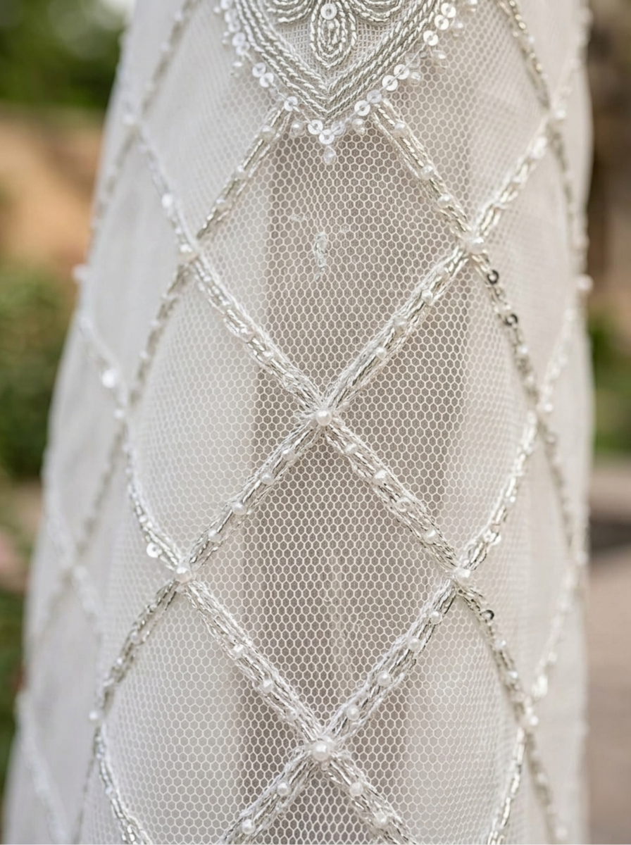 Pearl white organza
